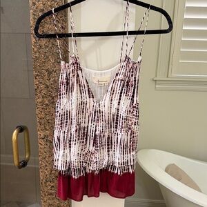 Anthropologie Maroon and White Camisole